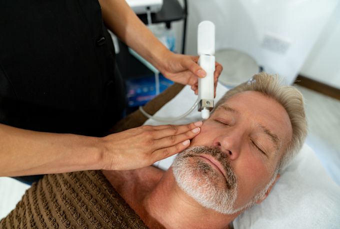 Person having a hydra facial