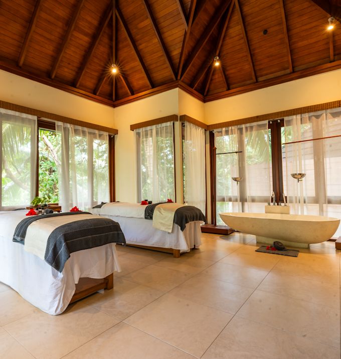 Dual Massage Tables at the Spa and a Bathtub