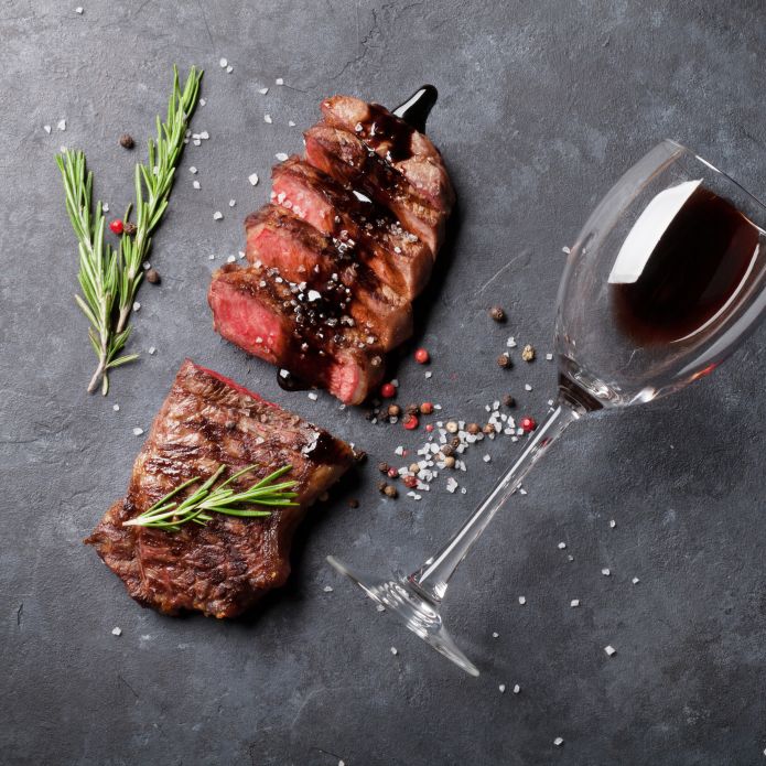 Wine Glass and Steak