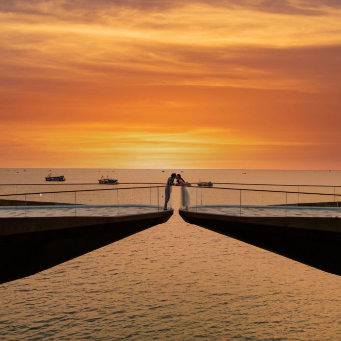 夕暮れ時のキス橋のショット