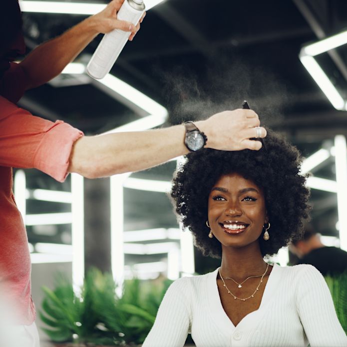 Woman Getting a Hair Style