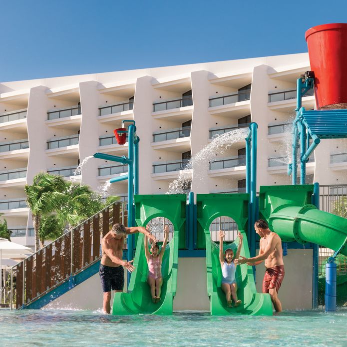 Parents with children in a waterpark
