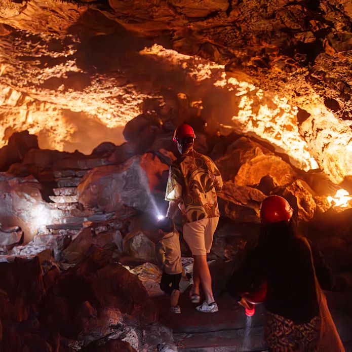 People Walking at Lava Tunnel Restaurant