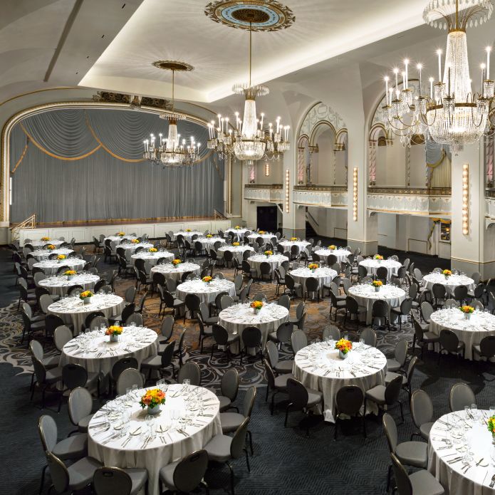 Grand Ballroom with chandeliers and chairs