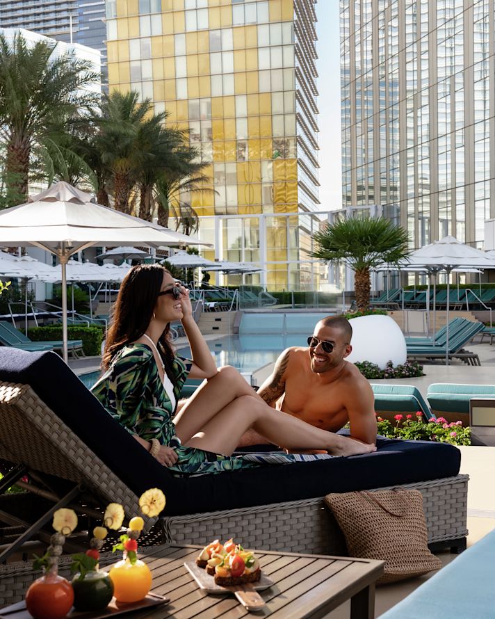 Guests Enjoying the Outdoor Pool Cabana