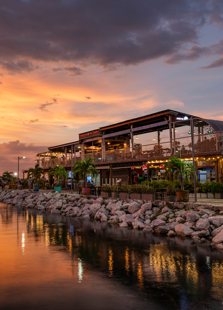 Shot of bar on marina