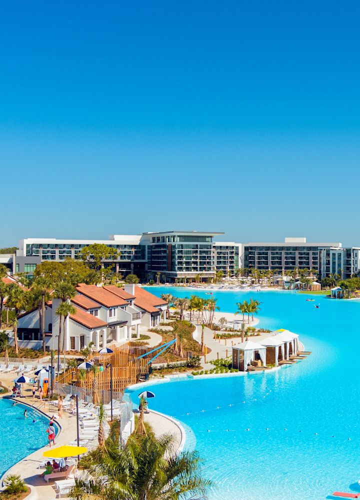 Vista aerea di Evermore Resort e della spiaggia