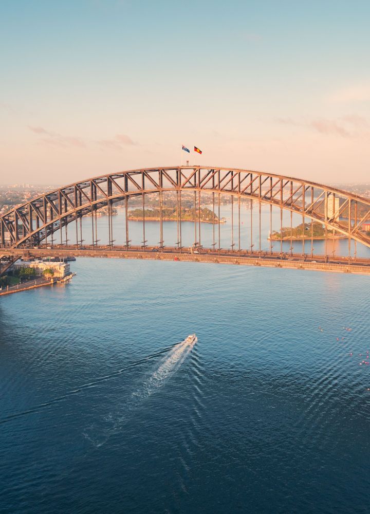 an aerial view of Sydney Harbour Bridge