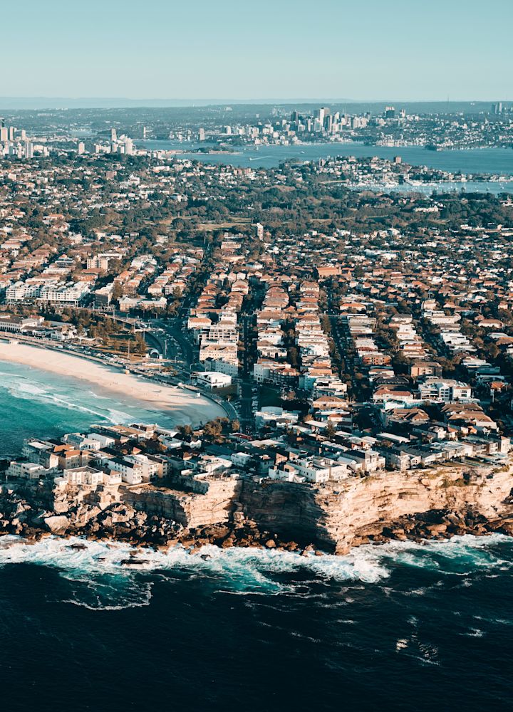 An aerial view of the beach