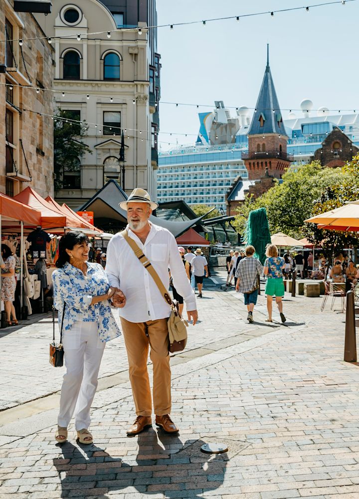 a couple standing outside