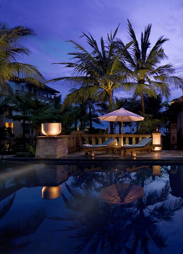 Outdoor Pool Area at Sunrise