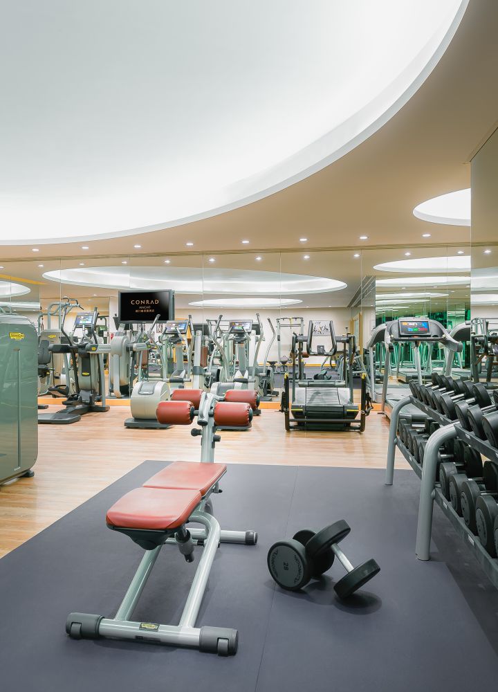 Large Fitness Center with Weights, Treadmills and other Modern Exercise Equipment