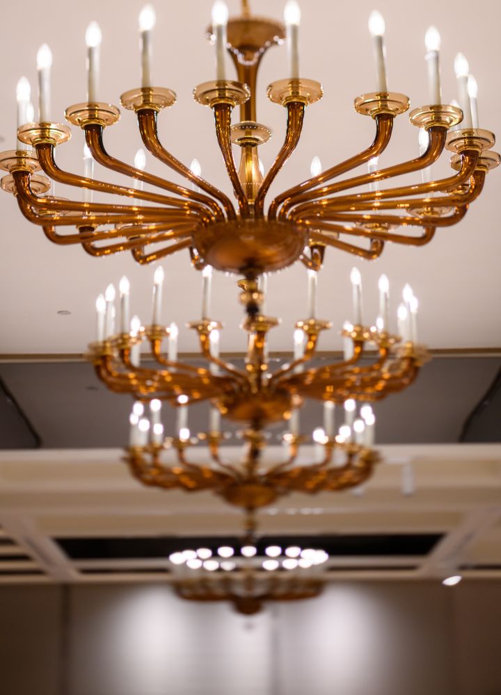 Chandelier hanging from ceiling