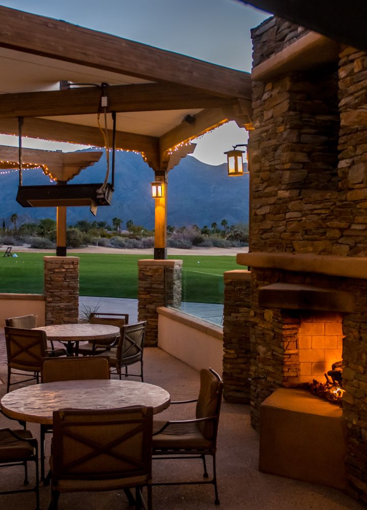Outdoor Patio Area with seating and fire