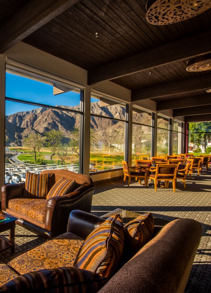 Golf Clubhouse with seating and view