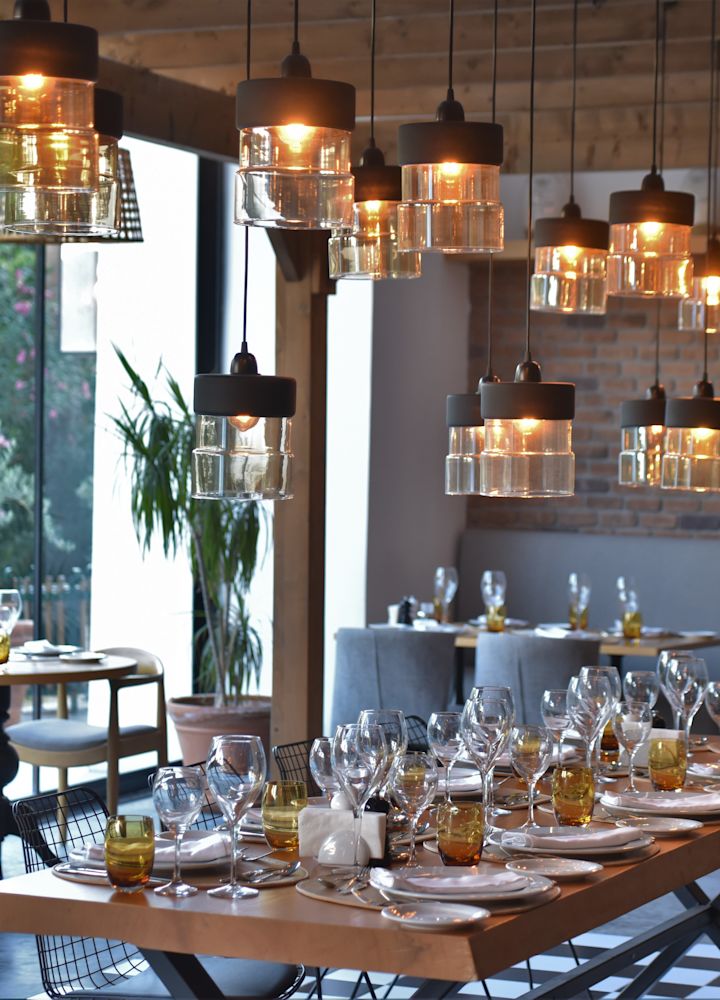 Tables Setup for Dining at Steak House Restaurant