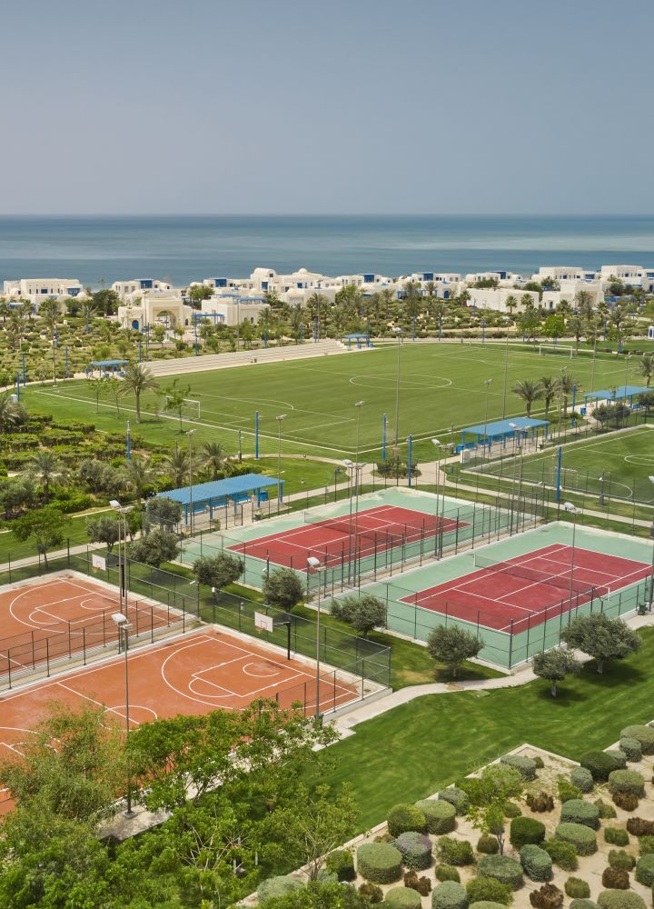Vista aérea de las canchas de deportes