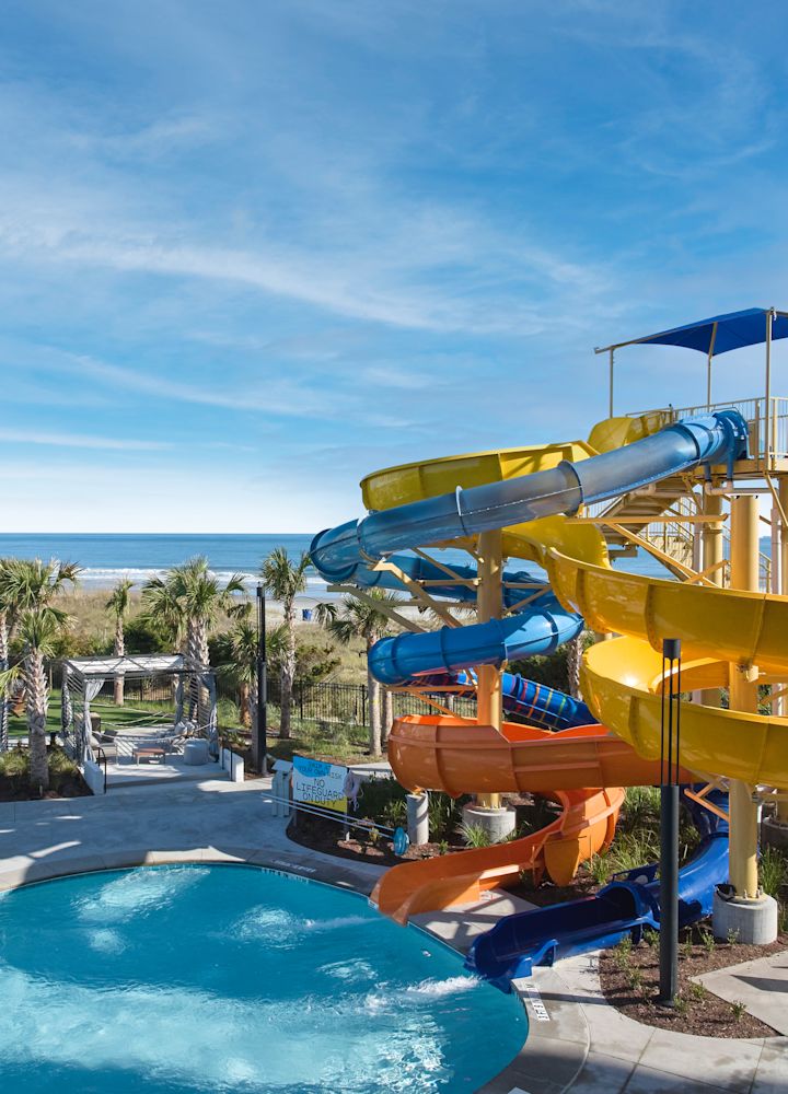 Shot of pool with large kids pool