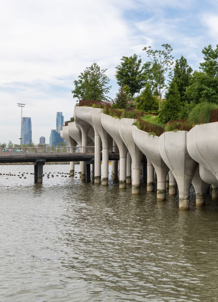 View of water structure with trees on top