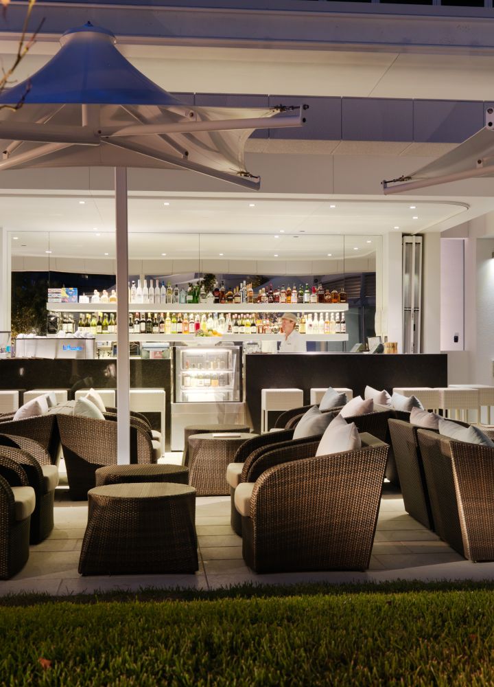 Outdoor seating area with chairs