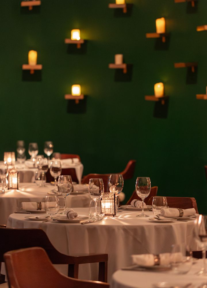 table set up with candles