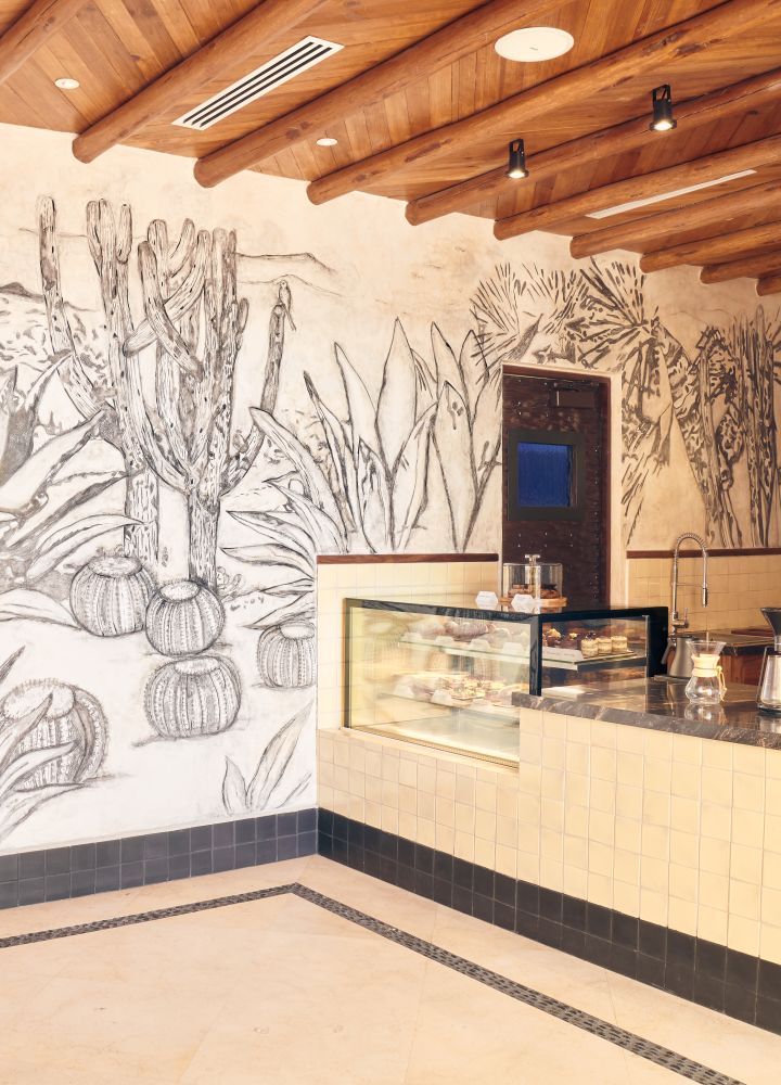 Coffee shop area with counter