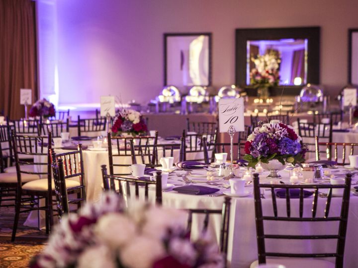White with purple small centerpiece