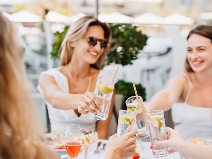 a group of women dining at Nahaam restaurant