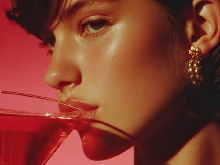 レストラン「ロウティシン」でドリンクを楽しむ女性