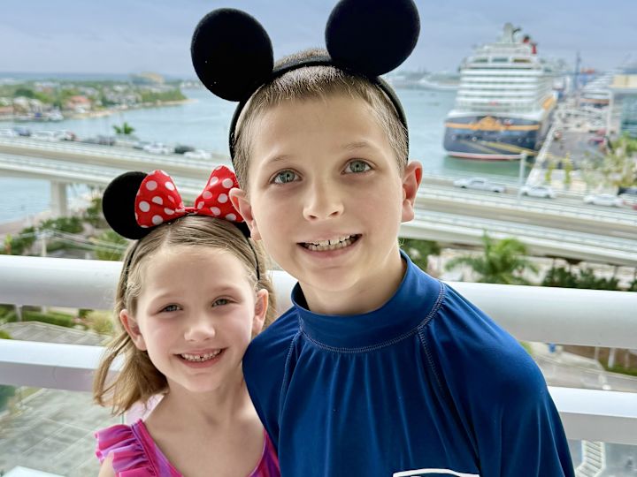 Kids Wearing Micky and Mini Mouse Ears