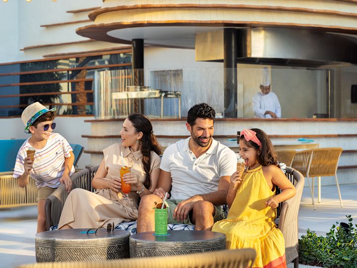 family at outside patio