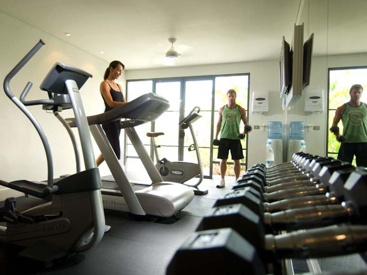 People working out in fitness center