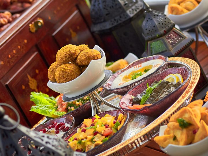 Buffet of hot and cold mezze