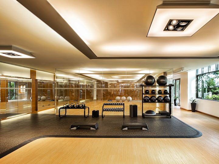 Weights and Exercise Balls in a Fitness Center