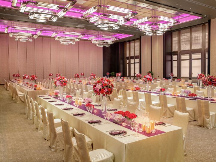 Meeting room with tables and chairs
