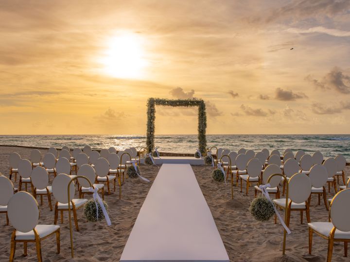 Wedding Celebration on the Beach at Sunset