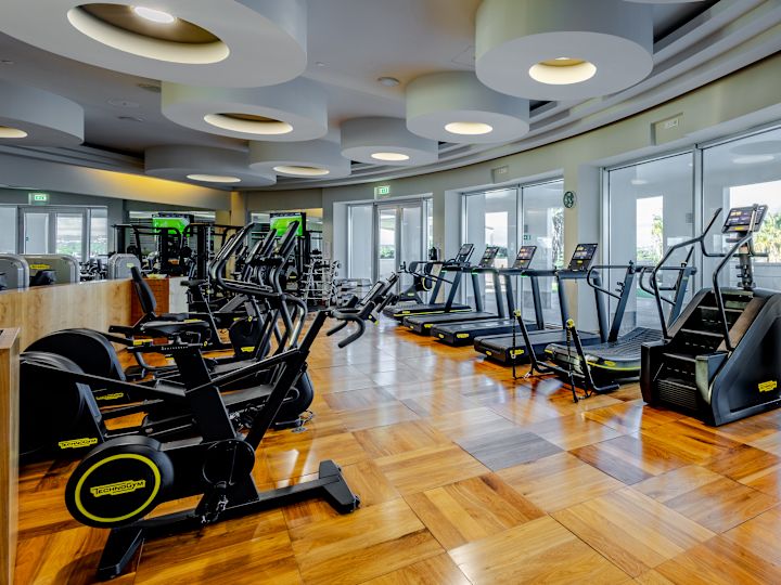 Fitness center with various exercise machines