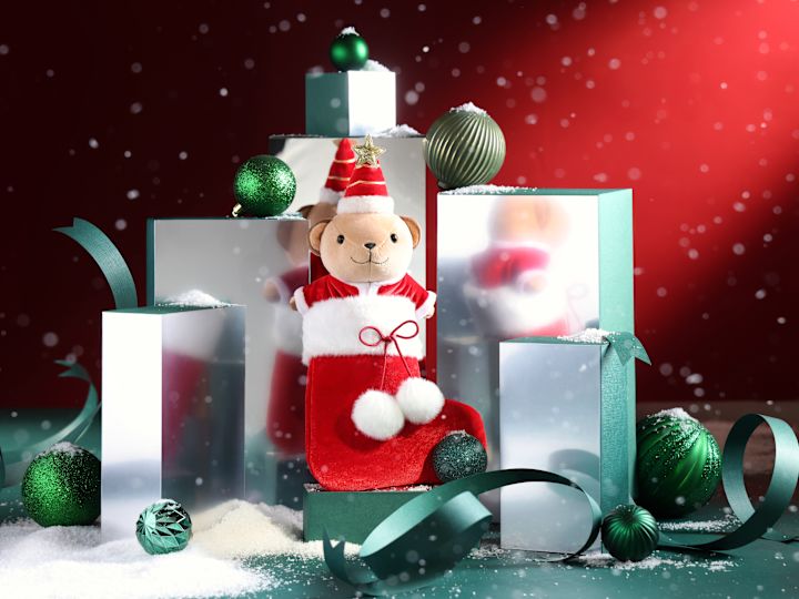 Holiday Presents and Decorations on a Table