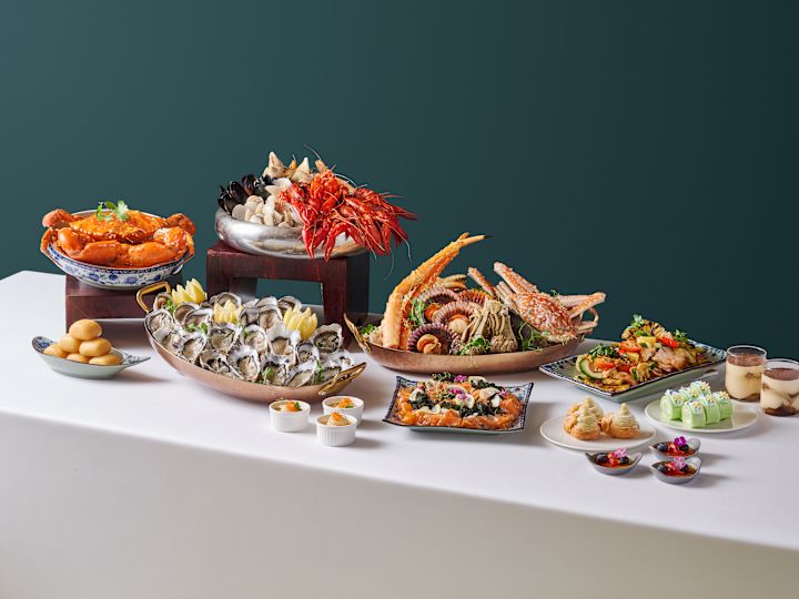 Seafood Dish Selections on a Table at Oscars Restaurant