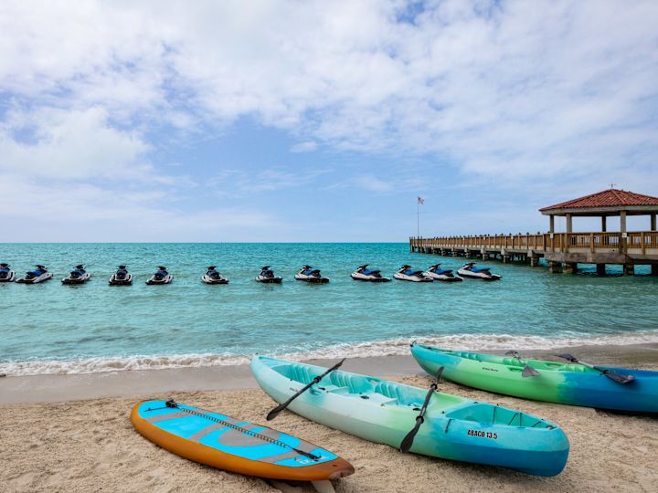 Beach shore and jet skis