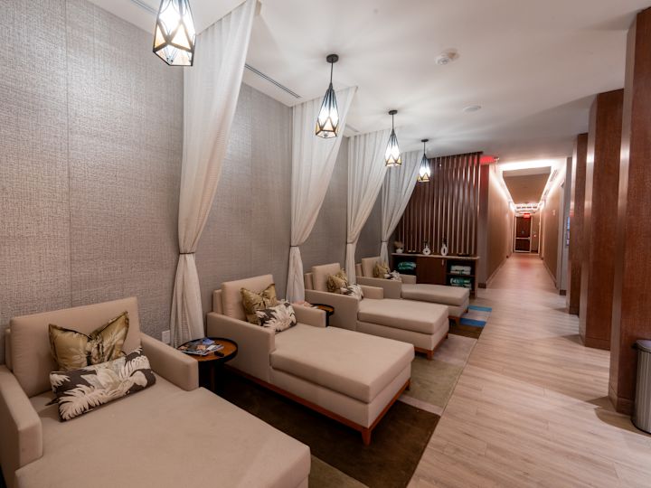 Chaise loungers in spa