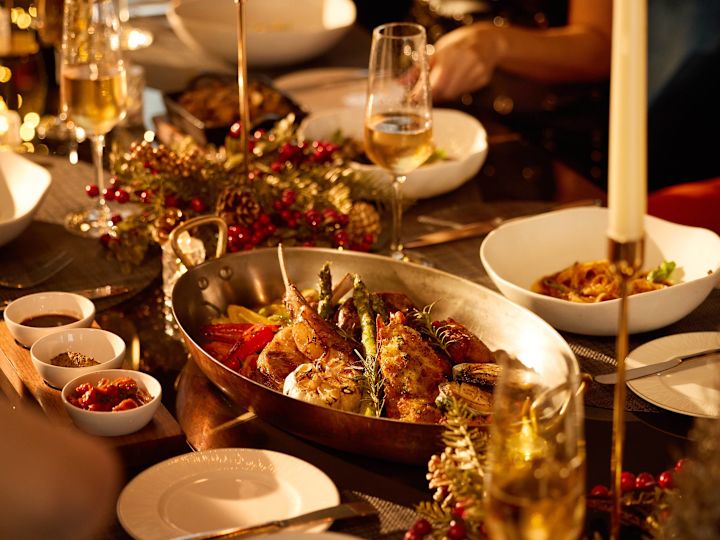 People Enjoying a Festive Dinner