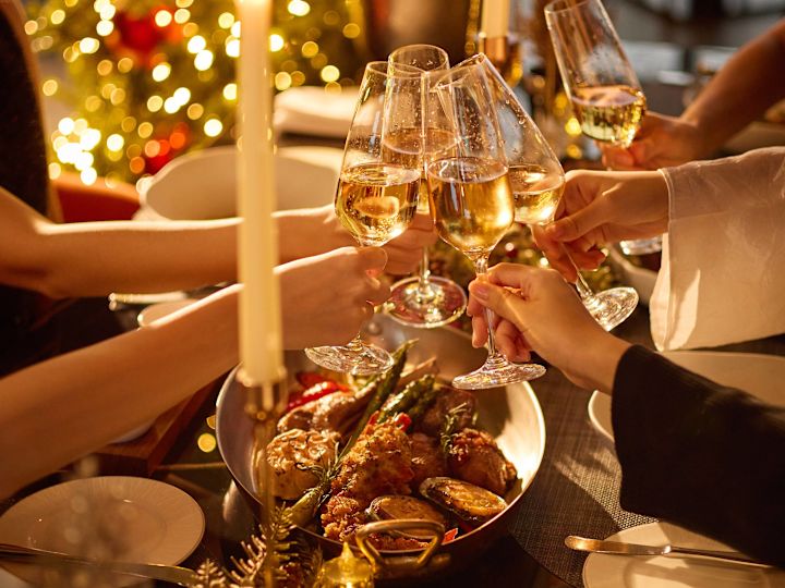 A Group of People Dining on a Festive Season