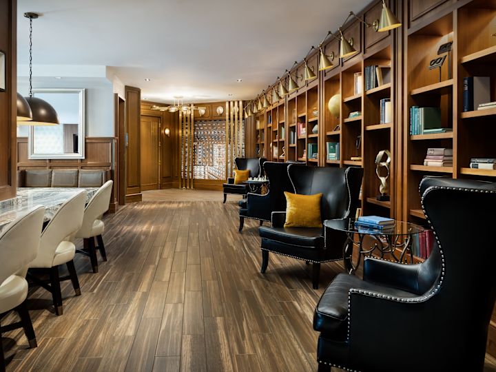 Library with comfortable seating and tables