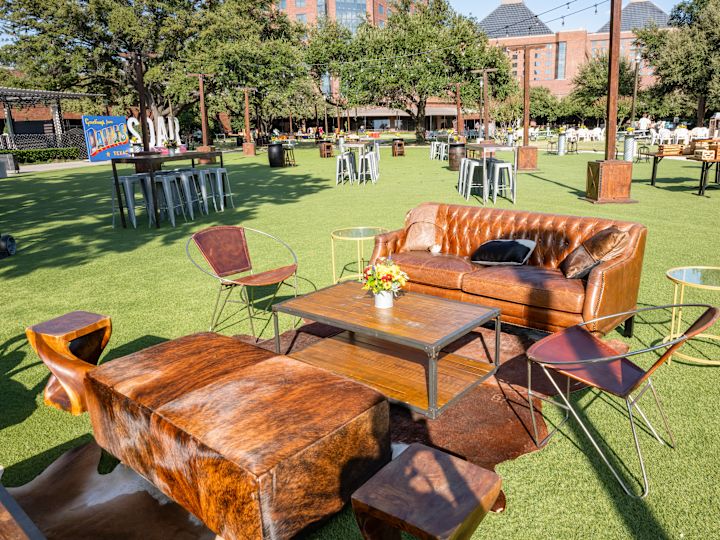 Seating Area in a Courtyard Setup for an Event