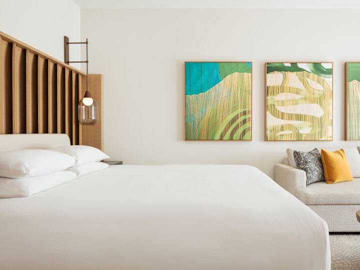 Large Bed and Sofa in a Guest Room