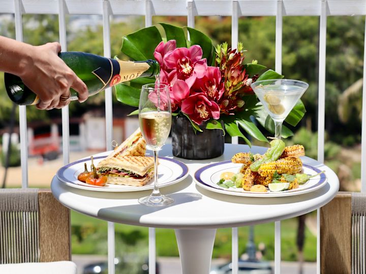 Circa rooftop restaurant, dining table on the terrace