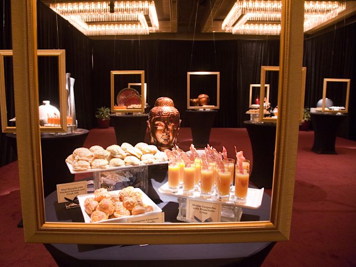 Drinks and Pastries on Trays in a Restaurant