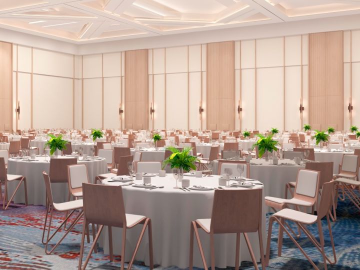 ballroom with tables and chairs set up