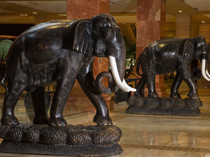 elephant statues in the lobby